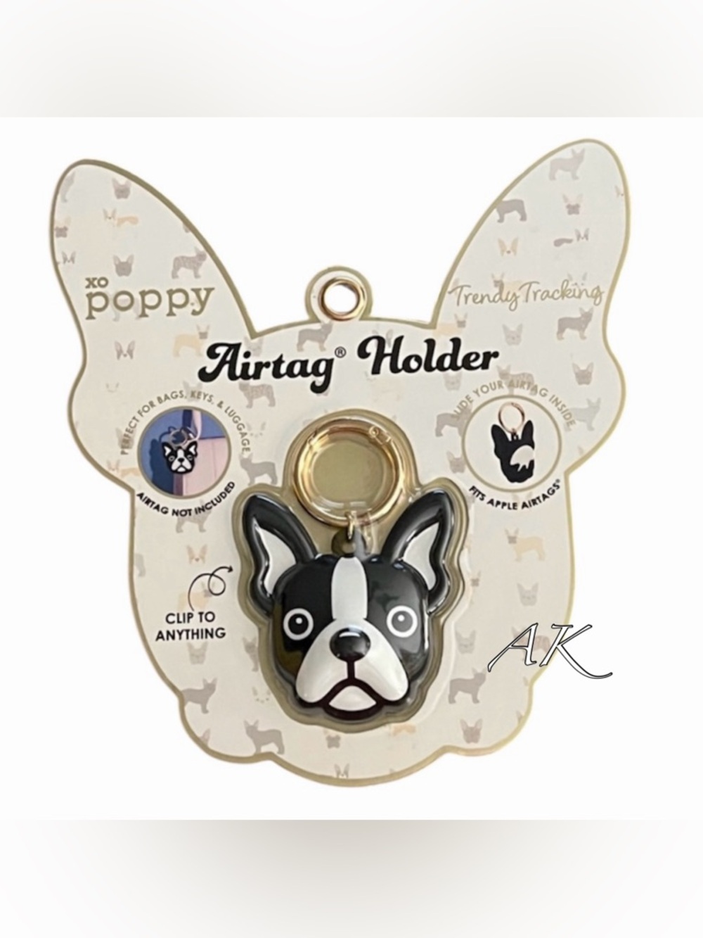 xo poppy French Bulldog Apple AirTag Holder Keychain / Bag Charm 🐾 Frenchie